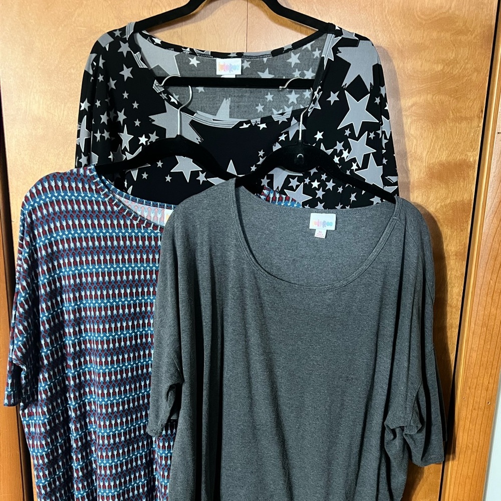 3 Lularoe Irma Tee’s Size L and XL